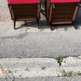 Pair of vintage armchairs red fabric