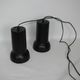A pair of vintage pendant lights – black brass, modernist