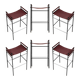 Jeu de 6 tabourets de bar Classic Contemporary en cuir cognac et métal de caoutchouc noir