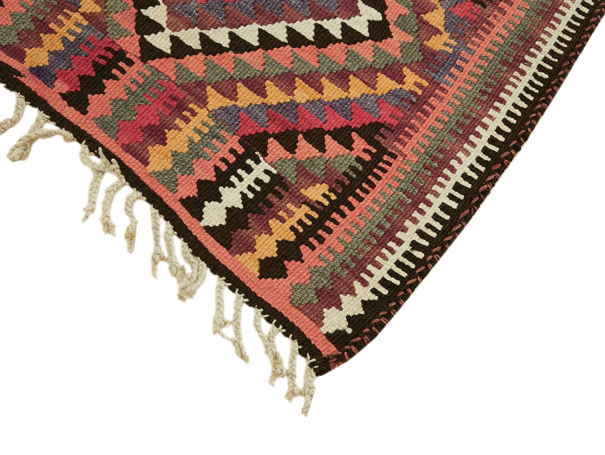 Turkish Handwoven Vintage Herki Kilim 92 cm x 316 cm