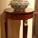 Antique French Faience Lidded Bowl Tureen Hand Painted with Flowers and Insects