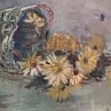 Ancient painting still life bouquet of daisies