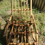 2 bamboo chairs ans foot stool