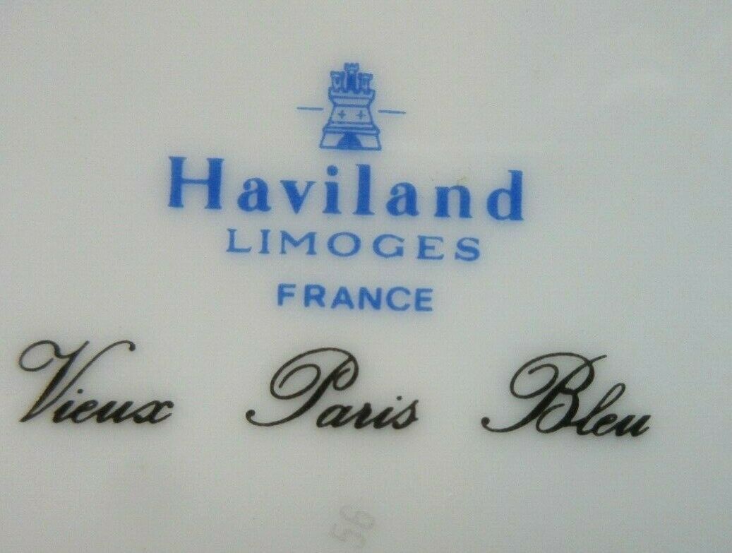 Assiette en porcelaine de Limoges pour Haviland bleue et or