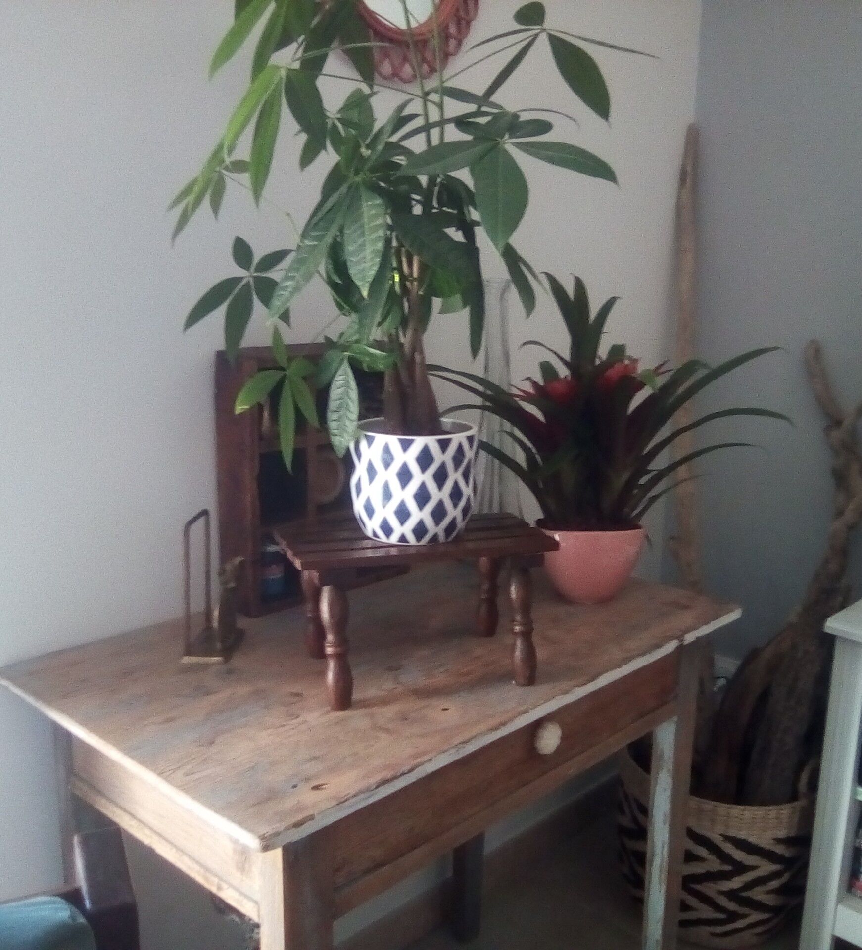 Vintage stool carries plant 70s/80s