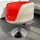 Vintage white and red shell chair / lounge chair / office chair