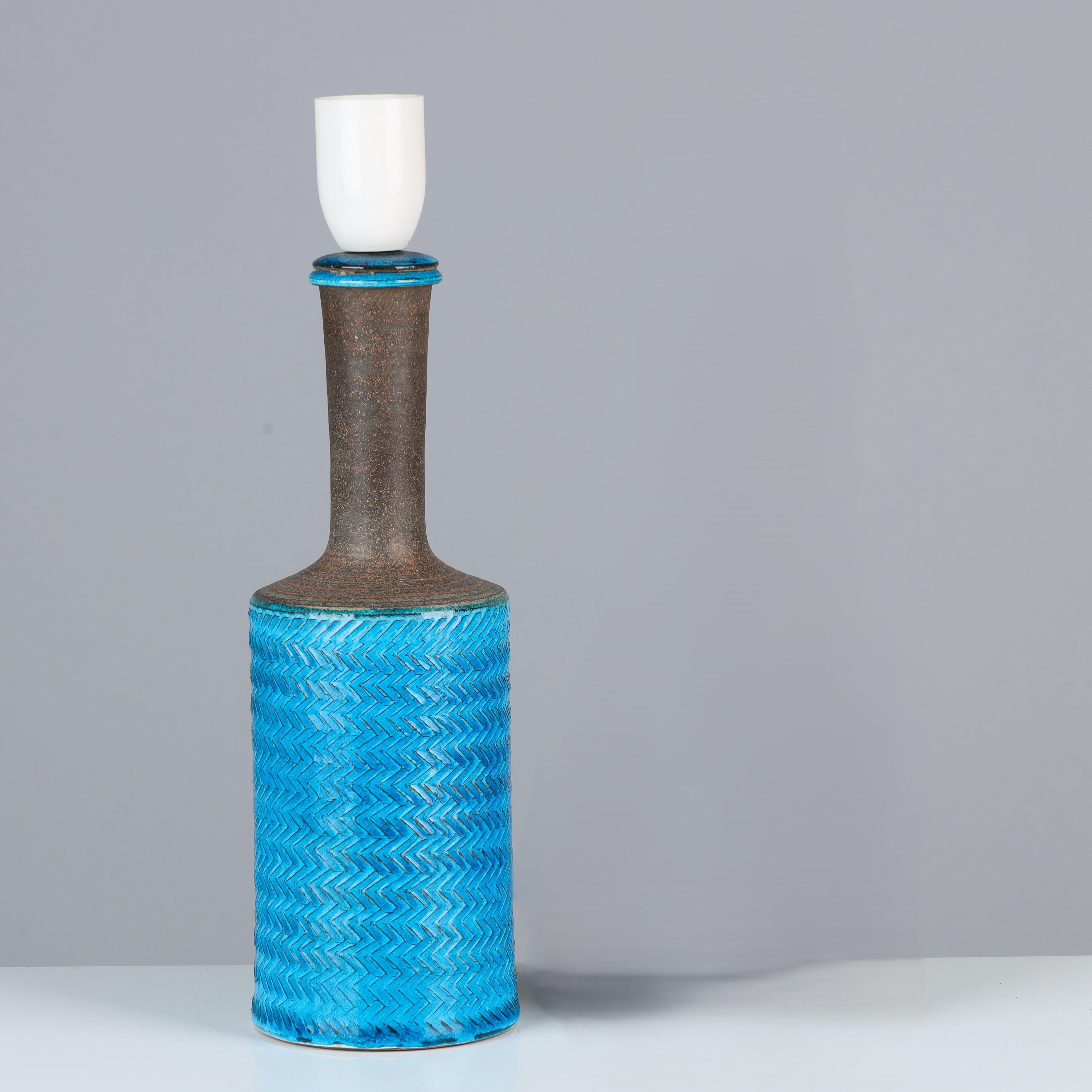 Nils Kahler ceramic table lamp by Herman A. Kähler, Denmark, 1960 signed