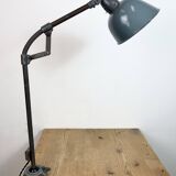 Industrial Grey Enamel Workshop Table Lamp from Siemens, 1950s