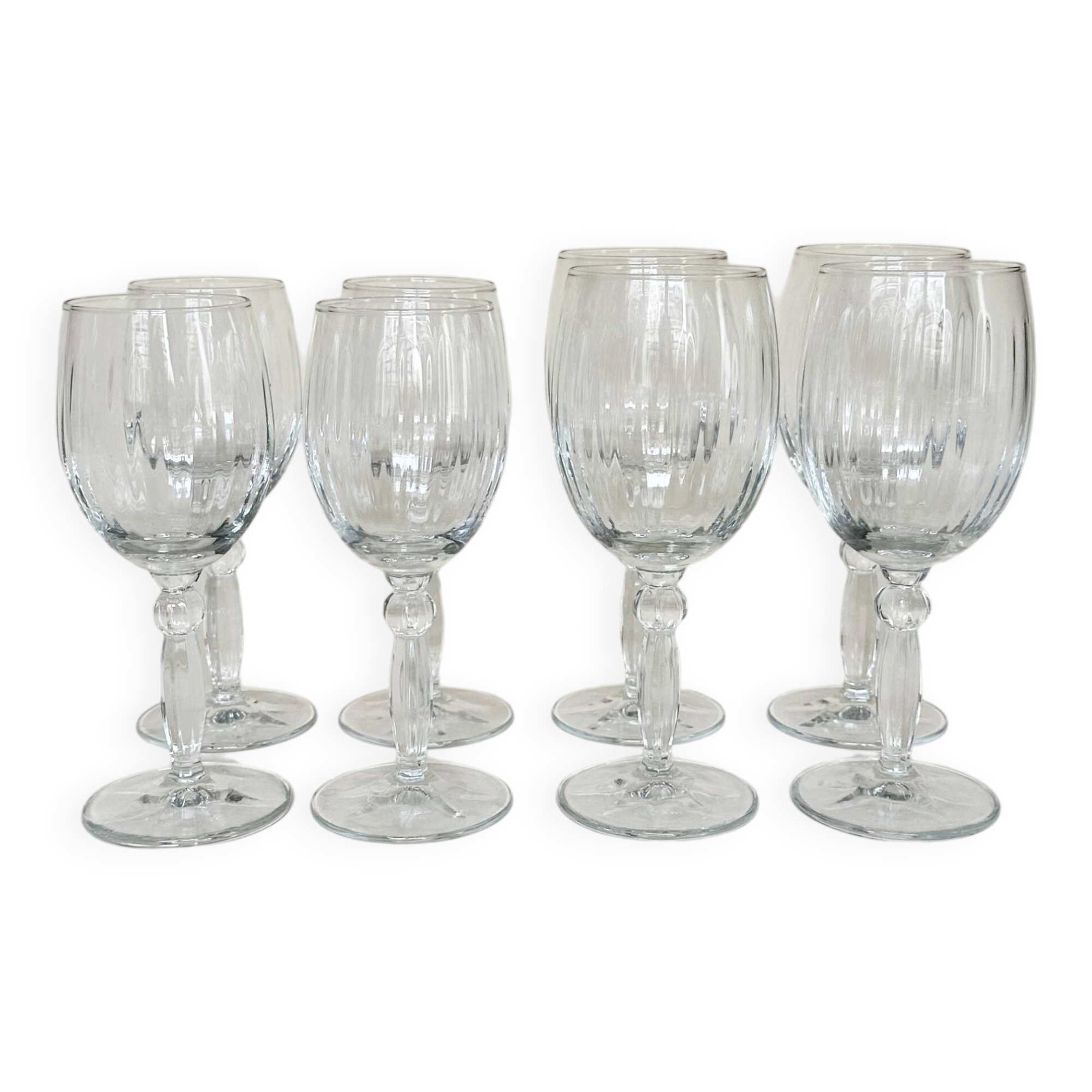 Set of 4 water glasses and 4 wine glasses, swirling glass