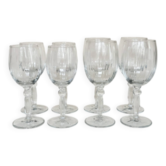 Set of 4 water glasses and 4 wine glasses, swirling glass