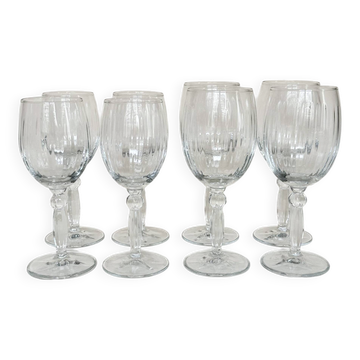 Set of 4 water glasses and 4 wine glasses, swirling glass