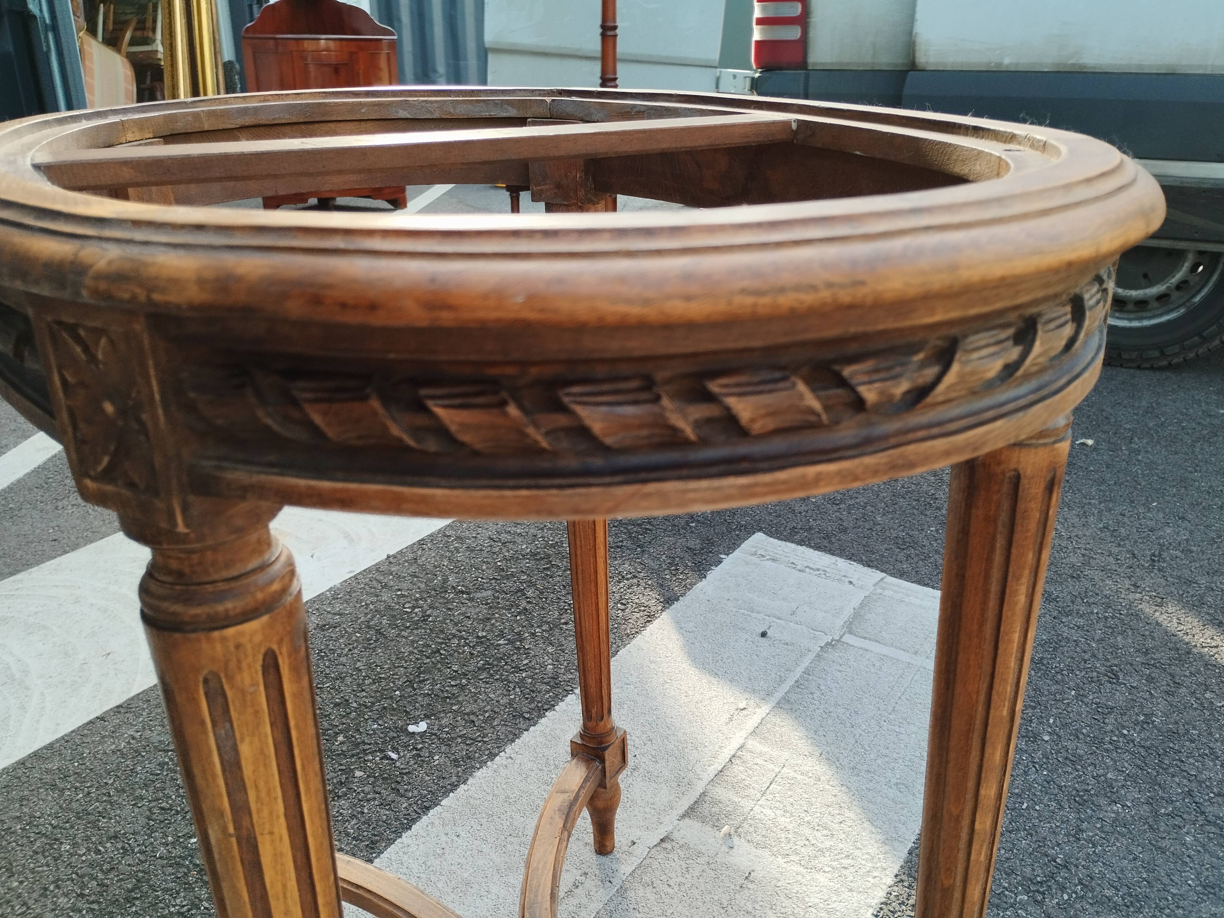 Old Louis XVI style pedestal table with marble top
