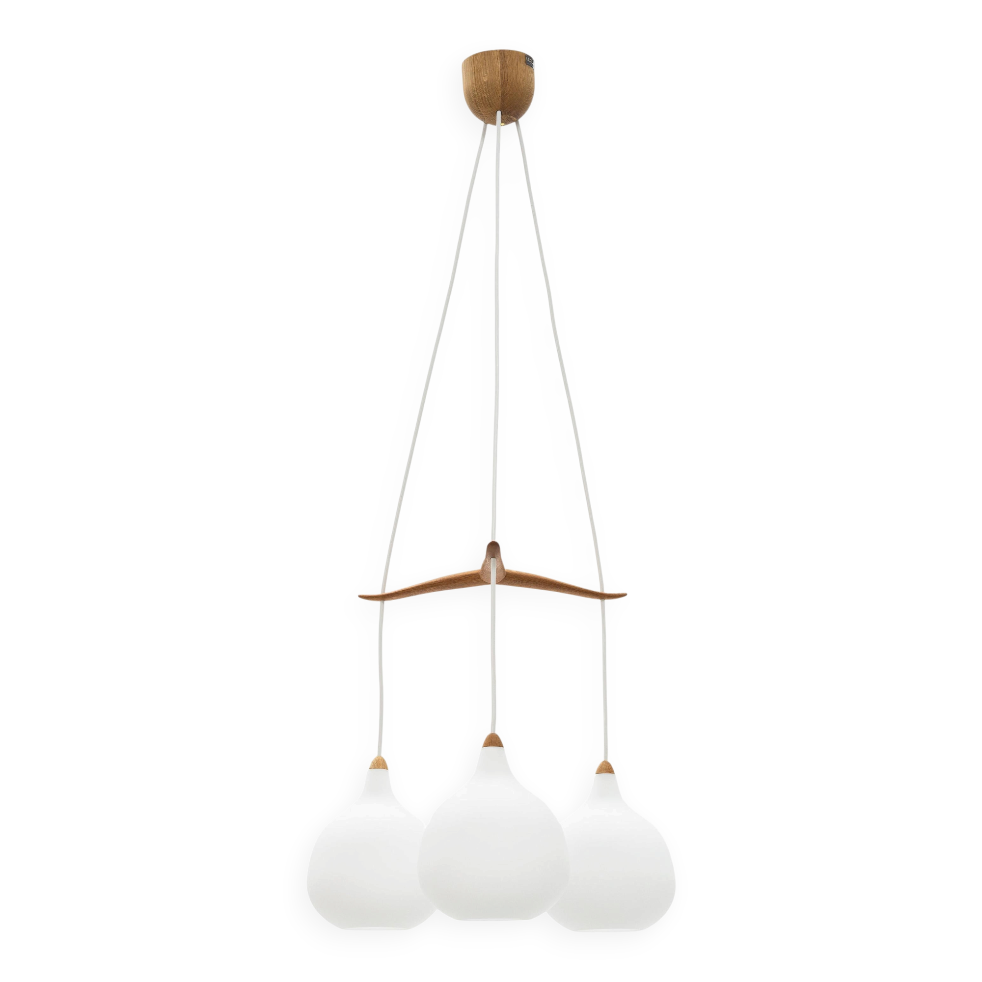 Uno & Östen Kristiansson suspended lamp Oak and glass Luxus Vittsjö Sweden 1960