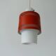 Glass ceiling light with an orange metal frame, 1960s, Germany.