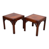 Drexel Chippendale pair Mahogany Sofa Tables 1970s USA
