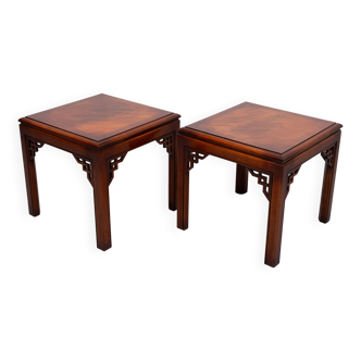 Drexel Chippendale pair Mahogany Sofa Tables 1970s USA