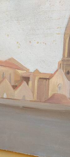 Oil painting on canvas Florence view of Santa Maria Novella early 1900