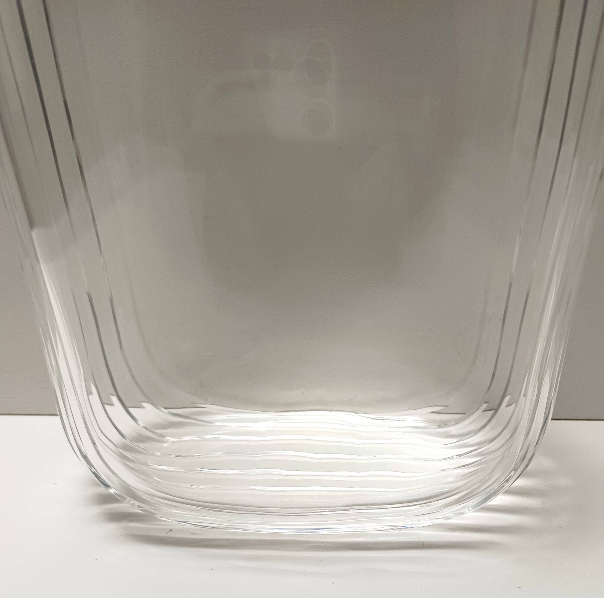 Rectangular Transparent Murano Glass Vase by Carlo Moretti, Signed, Italy 1990s