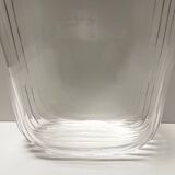 Rectangular Transparent Murano Glass Vase by Carlo Moretti, Signed, Italy 1990s