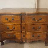 Louis XV style crossbow commode in solid walnut