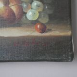 Tableau peinture ancienne huile sur toile nature morte W. Jenkins décoration campagne