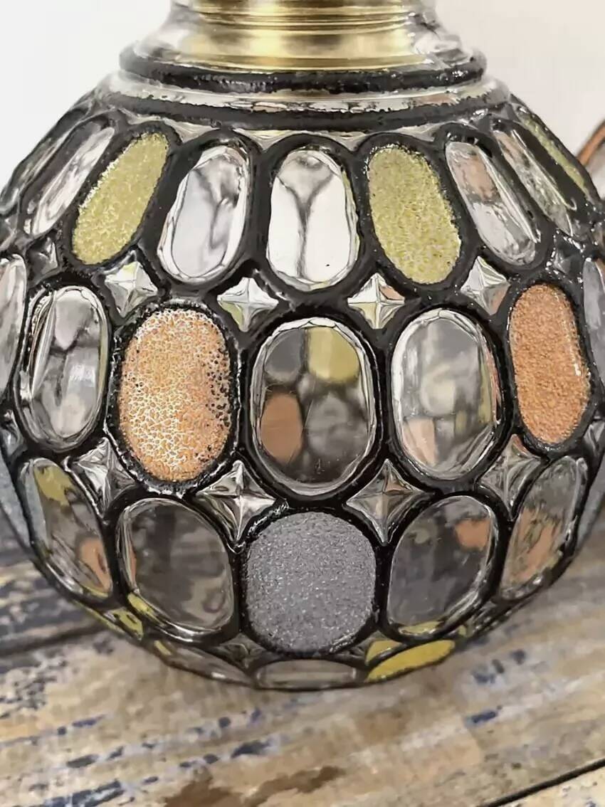 Pair of faceted glass globe wall lights
