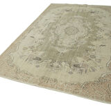 Handmade vintage oriental beige rug 183 cm x 292 cm