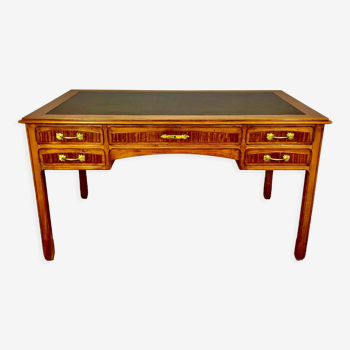 Flat desk in Mahogany Art Deco period 1920, marquetry of precious wood.