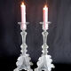 Pair of pressed molded glass candlesticks from Val St Lambert model Griffon