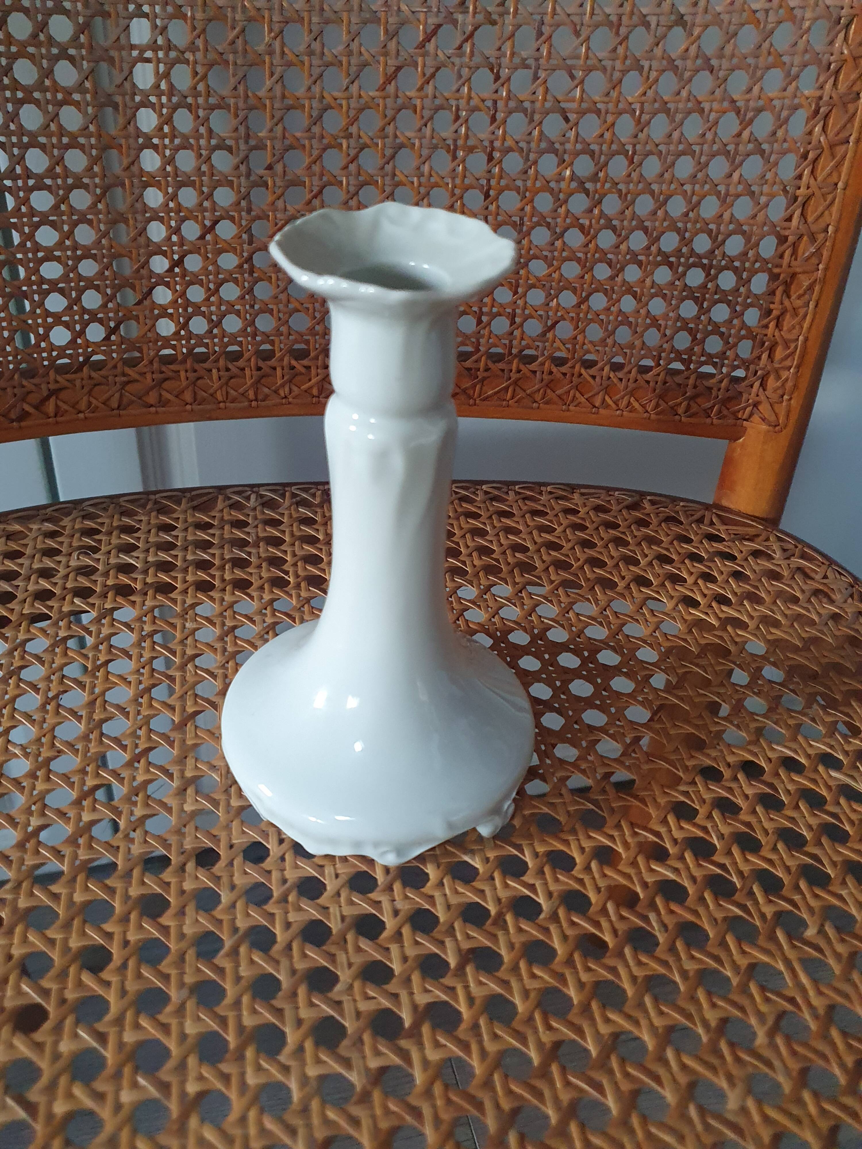 white Limoges porcelain candle holder