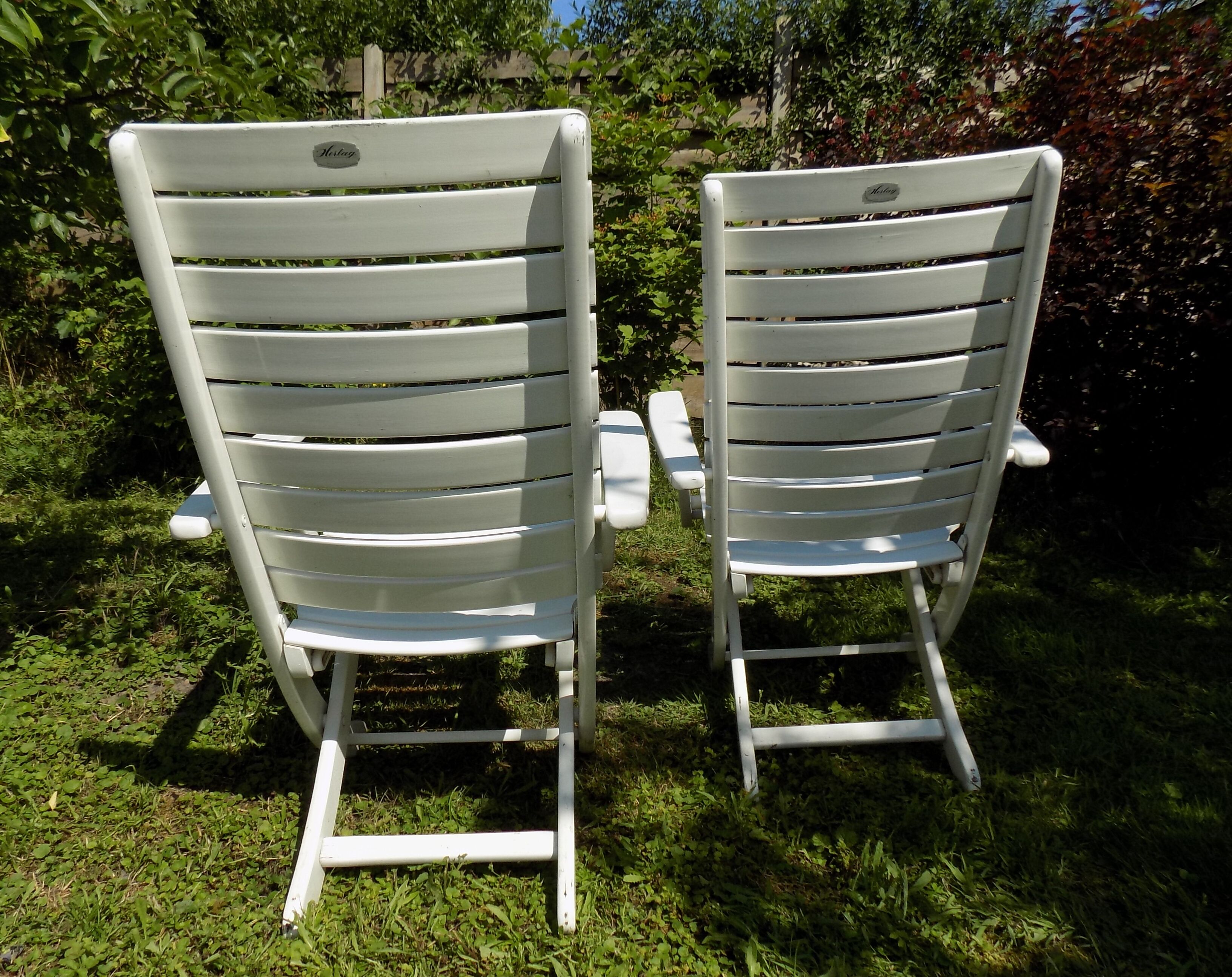 Chaises de jardin en bois années 80 Herlag