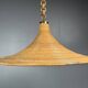 Mid-Century Italian witch hat pencil reed rattan bamboo and brass pendant