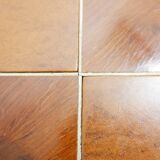 Mid-century wood and leather coffee table