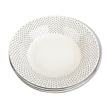 Set of 3 earthenware soup plates of Gien France, black peas pattern