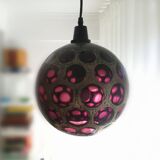 Space age vintage purple and gold large disco ceiling lamp