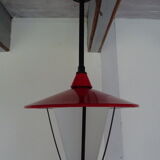 Hanging metal lantern and opaline 60s