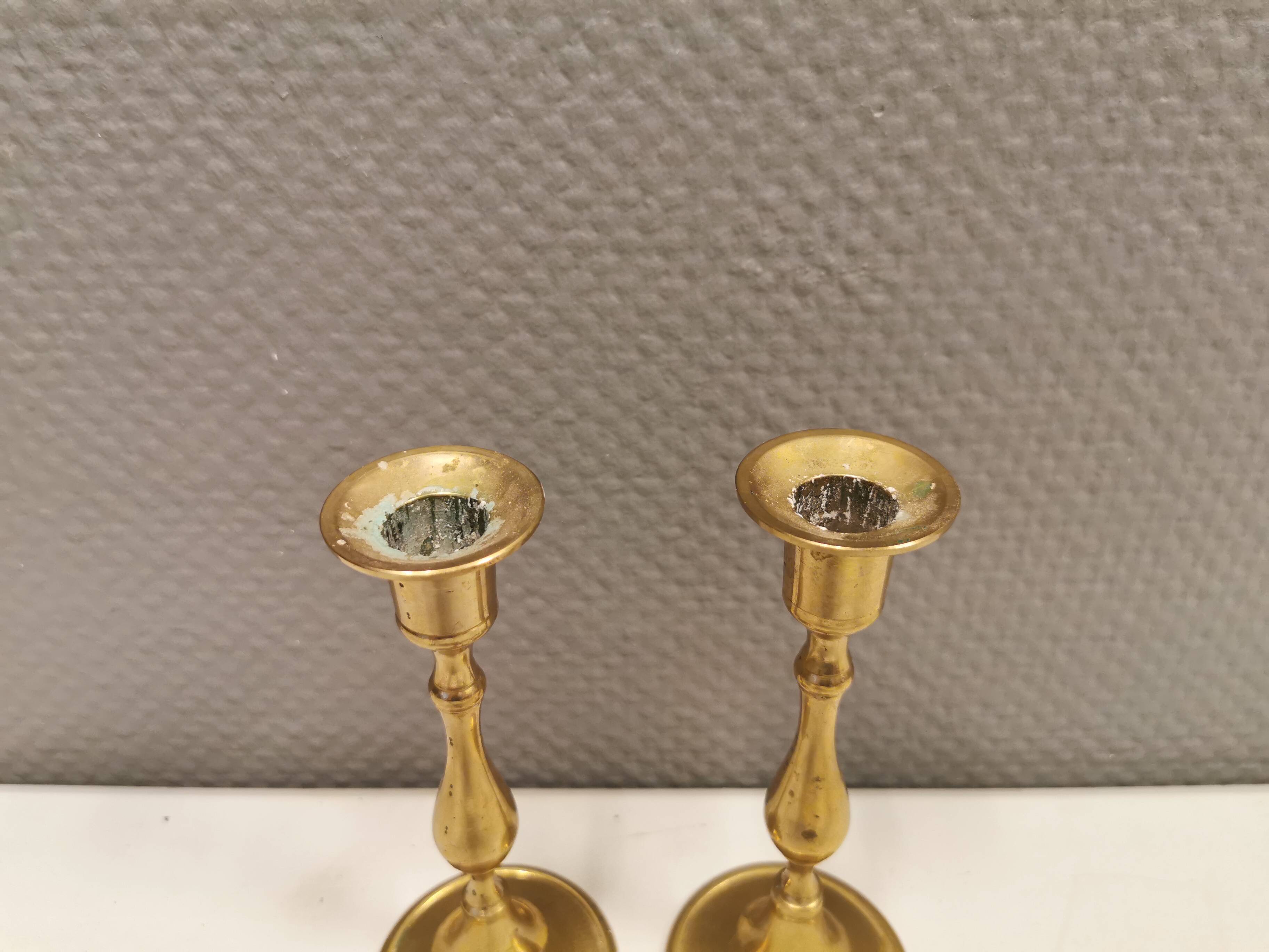 A set of classic Danish brass candle holders. Estimated 1960s.