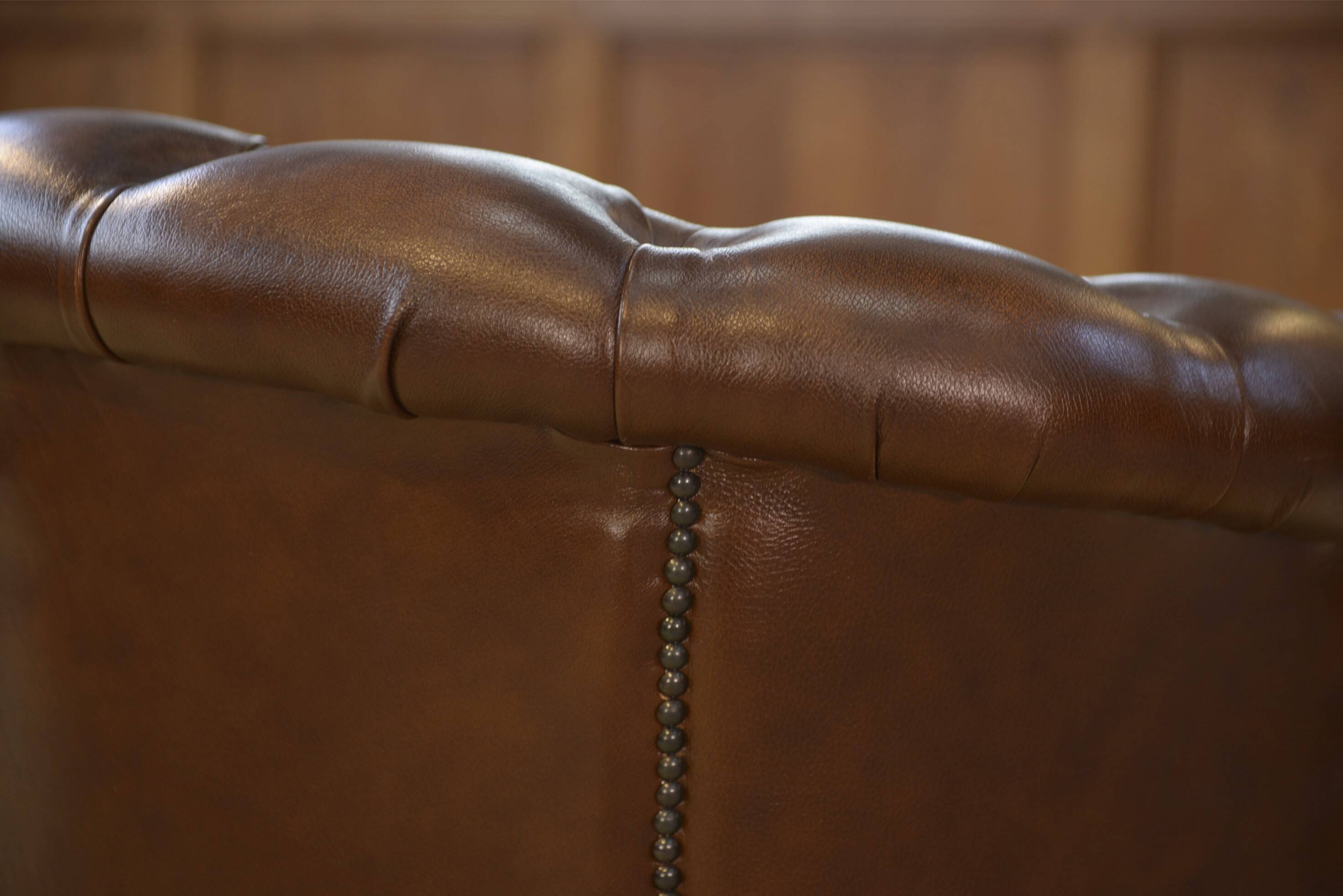 Pair of upholstered leather Club armchairs