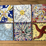 6 Ceramic tiles signed Dali 1954