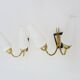 Pair of brass wall lights with double white tube lights. 70s