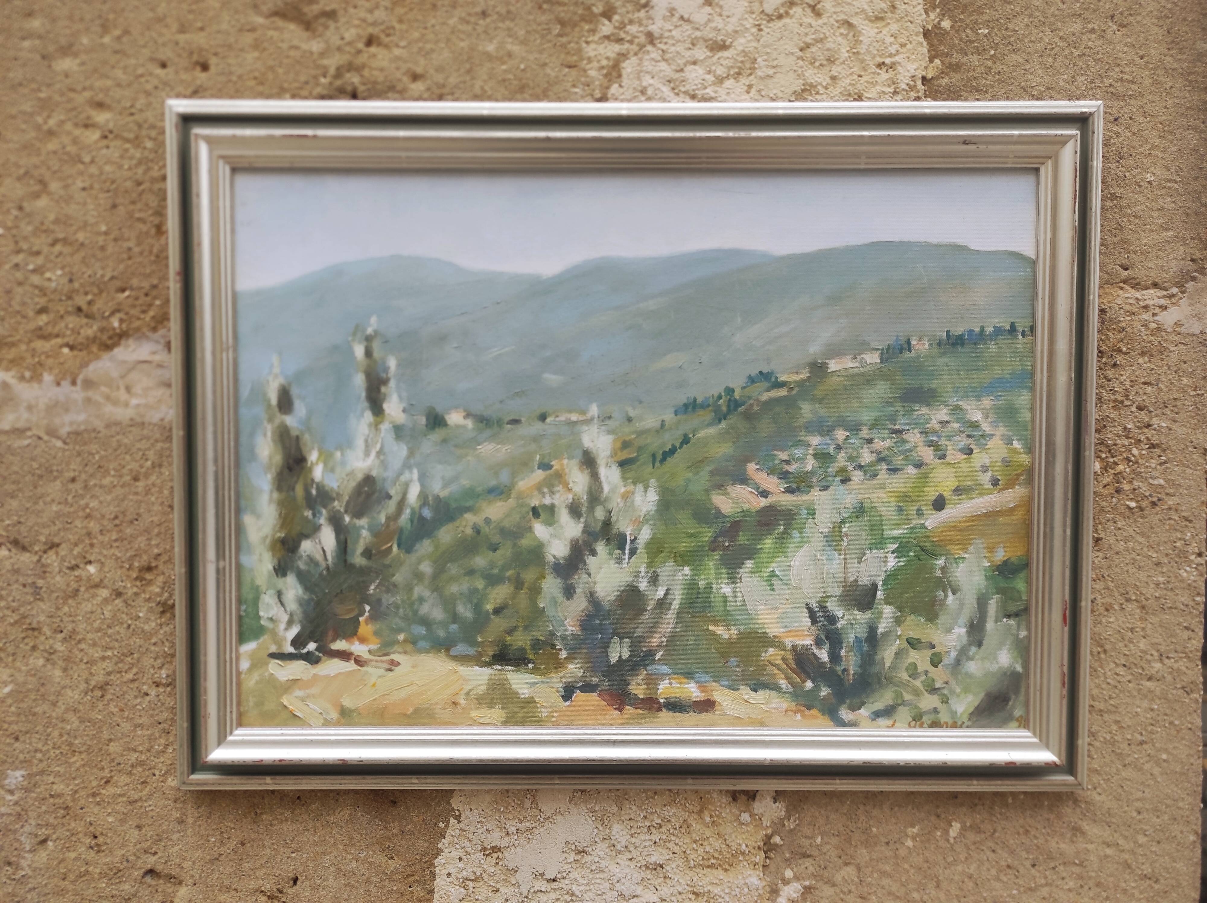 French vintage signed oil painting