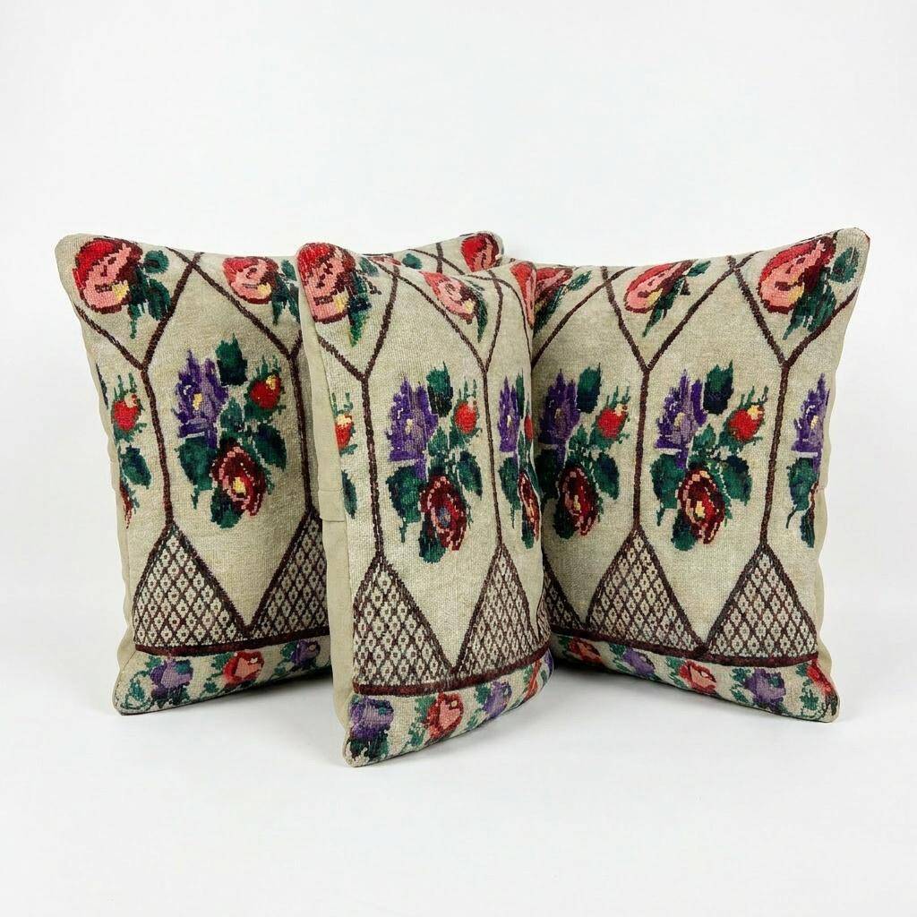 Set of 2 vintage kilim cushion covers 51x51 cm