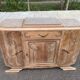 Art Deco vintage Parisian buffet renovated in solid wood and grey marble 150cm