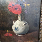 Table 1918 "Poppies and gold buttons" signed P.Laffitte