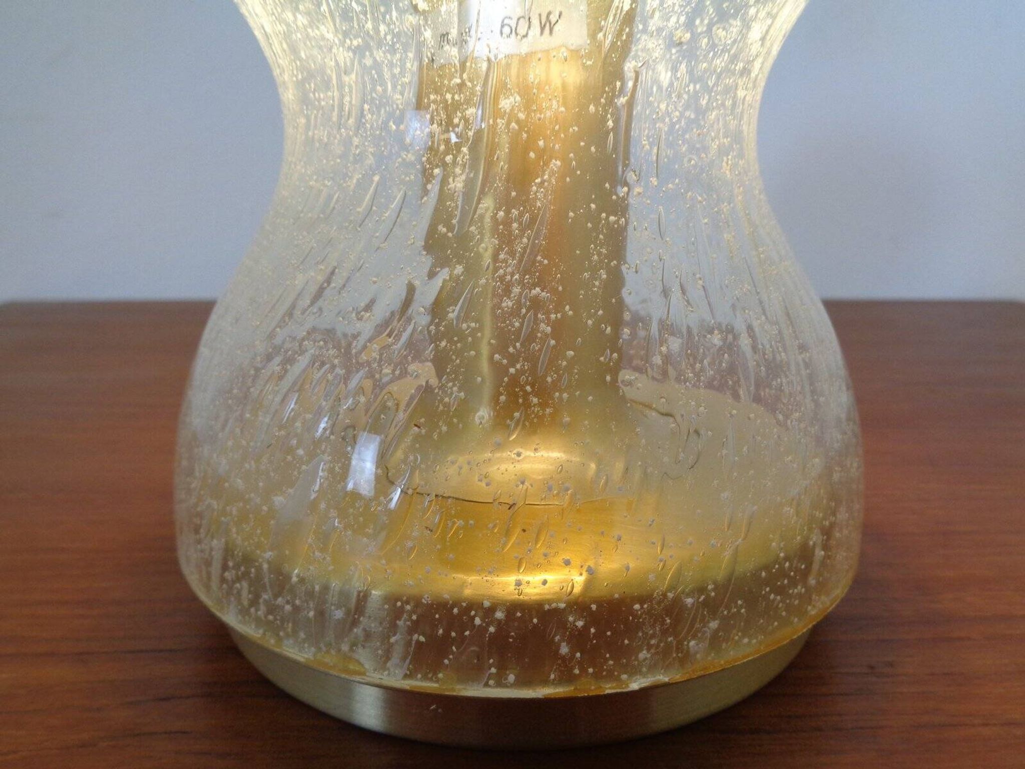Iceglass & Brass Table Lamp from Doria Leuchten, 1960s