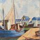 Sailboat harbor painting