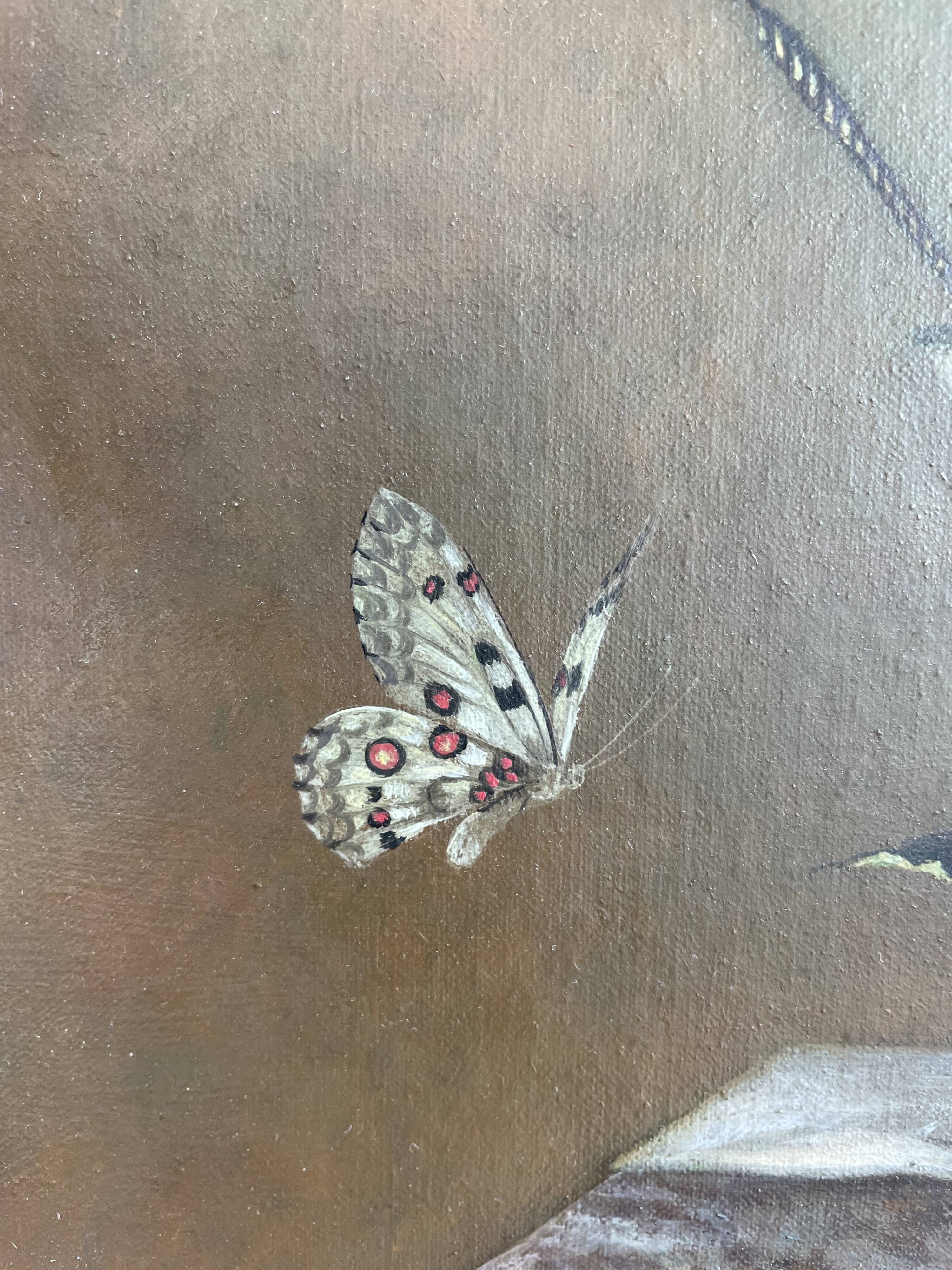 Oil painting, sergei smetanin, still life with marble vase, signed, gilded wood frame, russia