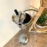Tulip standing ashtray in chromed aluminum