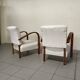 Pair of Art Deco Armchairs in Curved Wood, Italian Manufacture, 1930s - 1940s