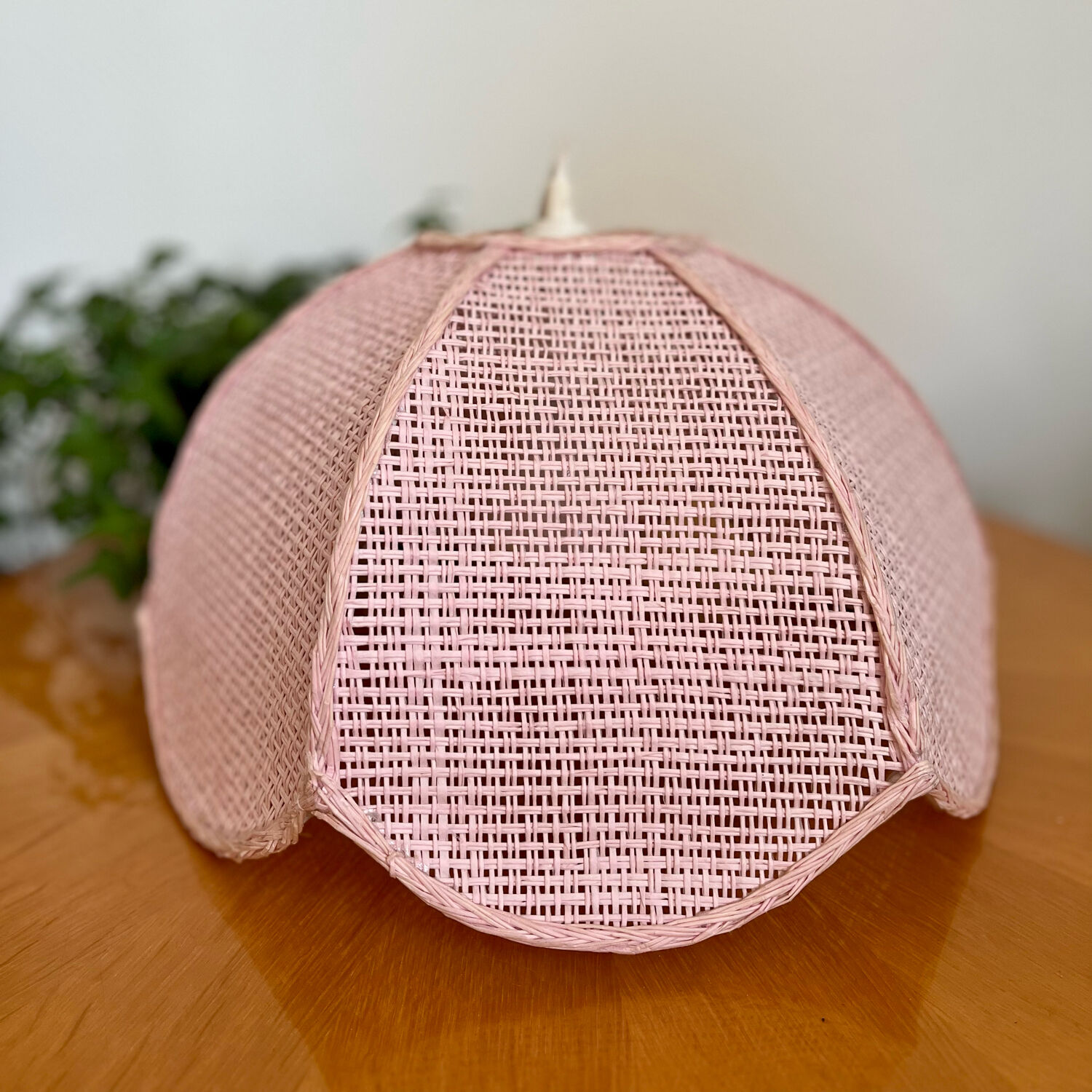 Vintage pink rattan pendant light